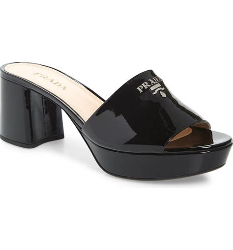 prada slide sandals bucket|Prada women's high heeled sandals.